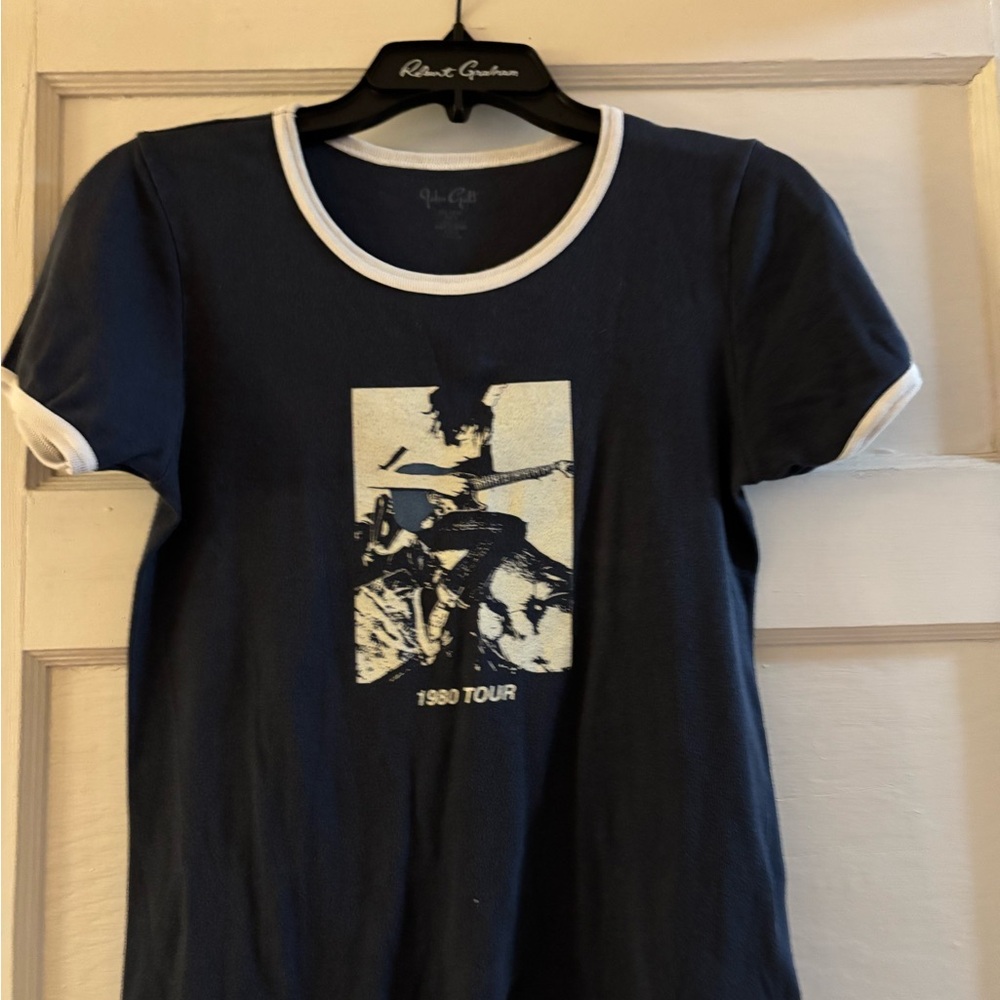 Brandy Melville Navy Tee with Cream Trim